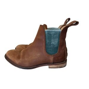 Free People Womens 7 Janice Leather Chelsea‎ Boots Heel Ankle Booties Festival